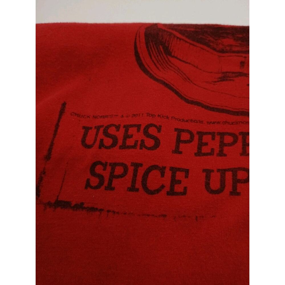 Chuck Norris Uses Pepper Spray To Spice Up His Steaks Red Men's 2XL Tee Shirt - Picture 6 of 12